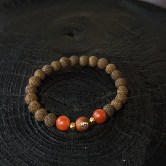 Golden Light Spell Rhyme・Jujube Wood and Nanhong Agate Bracelet