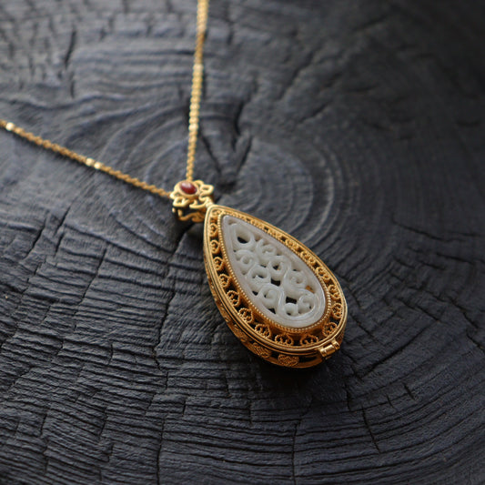 Jade Blossom Scent Teardrop Pendant